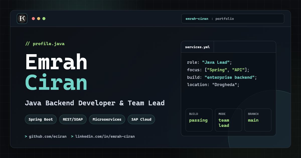 Emrah Ciran | Java Backend Developer & Team Lead
